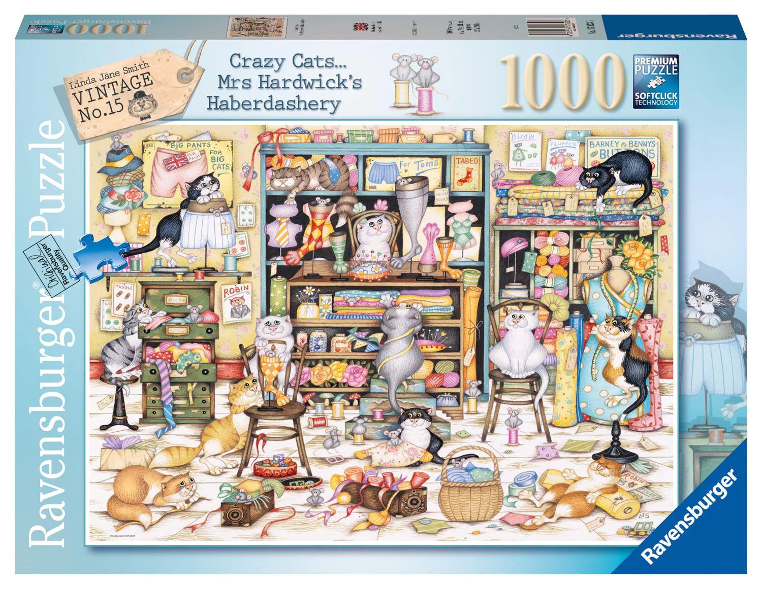 Ravensburger Vintage No. 15 Crazy Cats Mrs Hardwick's Haberdashery 1000 Piece Puzzle image 0